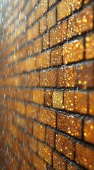 Wet brick wall shimmers