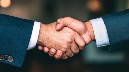 Business professionals engage in handshake to finalize agreement indoors