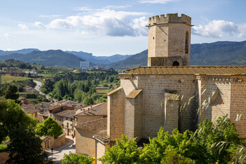 Santa María la Mayor Church in Valderrobres, Teruel, Spain. Medieval architecture with stone...
