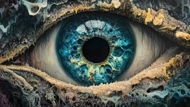 A close up view of a woman 's eye