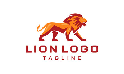 Premium lion logo design template. Royal lion’s symbol. Wild animal vector illustration.
