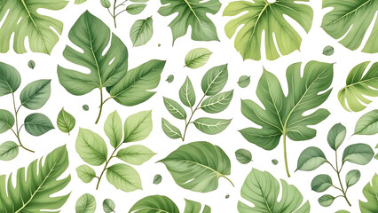 collection of leaf on white background ,seamless pattern background ,isolated on white ,
