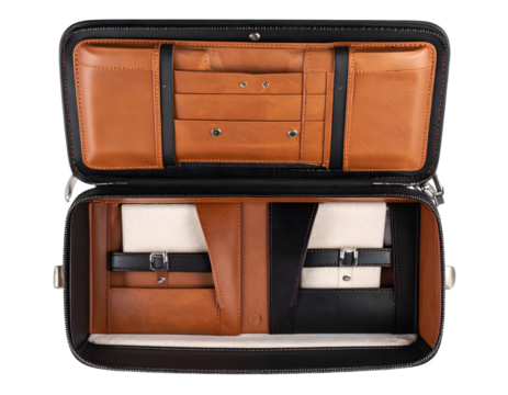 set of old suitcases isolated on white