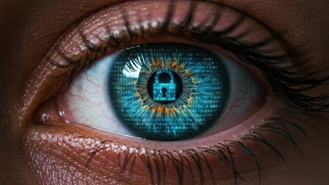 Eye security concept digital eye with lock cyber security and personal data protection privacy concept - Powered by Adobe