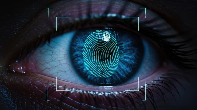 Eye scan technology biometric identification iris recognition security access control system future tech