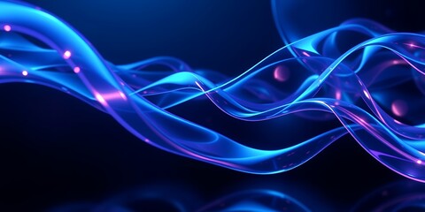Naklejka premium Abstract rendering of flowing blue and purple translucent ribbons on a dark background space