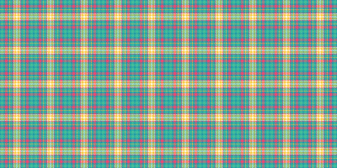 Party textile pattern tartan, colorful vector plaid background. Stitched texture fabric seamless check in cyan and teal colors.
