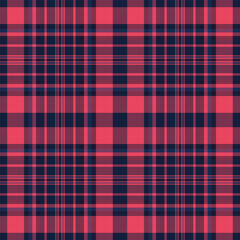 Vibrant coral and navy plaid pattern.  Perfect for textile design, fashion, apparel, and website backgrounds.  This seamless texture offers a stylish, modern feel with a touch of classic charm.