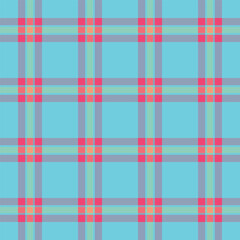 Vibrant turquoise, coral, and grey plaid pattern.  Perfect for textile designs, website backgrounds, or playful branding.  This cheerful, geometric design offers a fresh, modern aesthetic.
