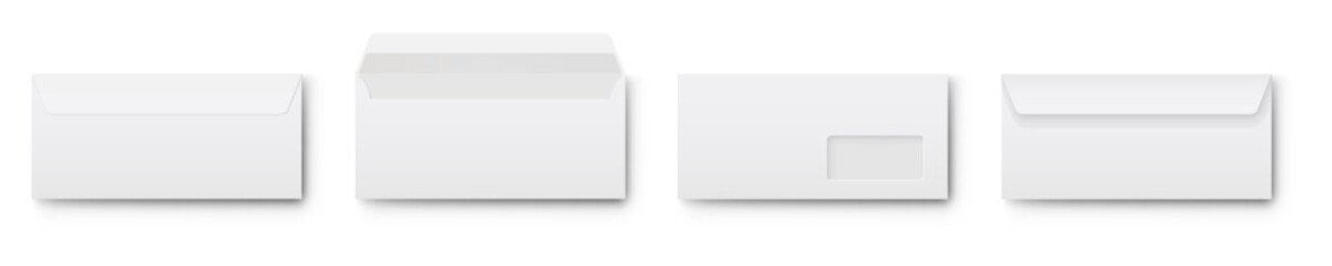Obraz premium White postal envelope vector blank illustration.