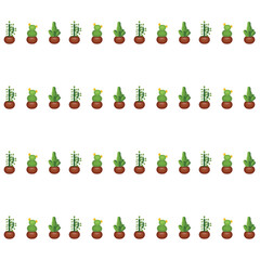 Cactus in a clay pot. Exotic plant. Seamless pattern. Vector illustration.