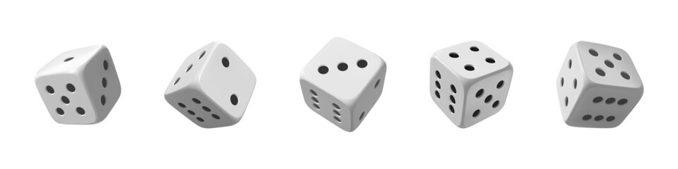 White dice vector realistic set.