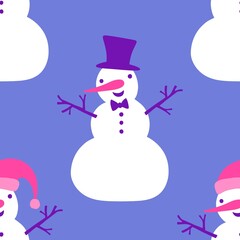 Christmas cartoon ice seamless happy snowman pattern for wrapping paper and fabrics