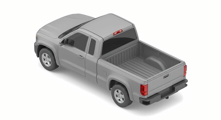 Silver Pickup Truck Isolated on White Background