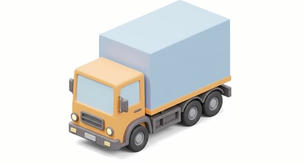 3D Delivery Truck Model on White Background