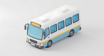Cartoon Bus: Transportation Icon in 3D Render