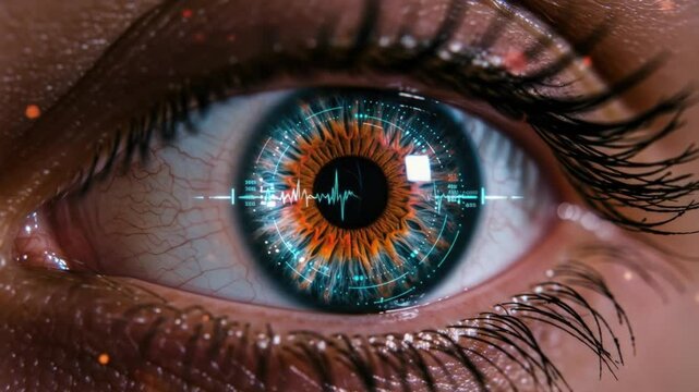 Eye health futuristic technology vision scan retina scan human eye biometric identification security scan