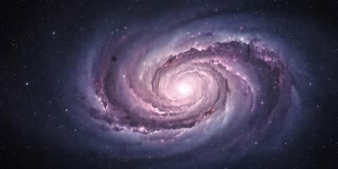 A captivating spiral galaxy with swirling arms of stars and nebulous clouds in deep space view
