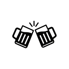 Oktoberfest beer mugs clinking celebration icon