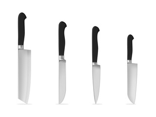 Kitchen knifes realistic vector illustration set
