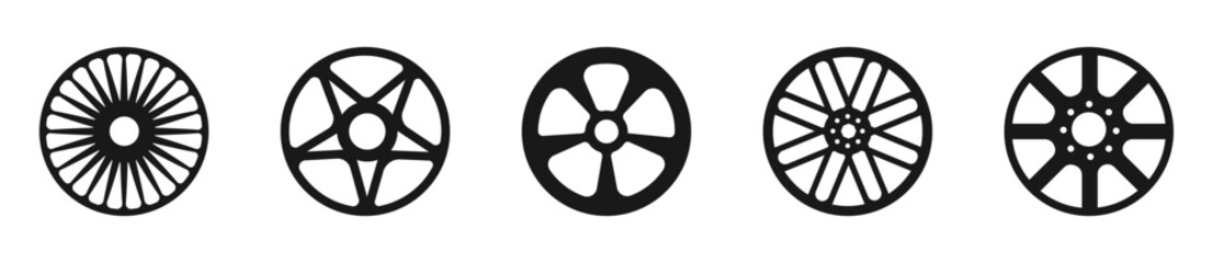 Wheel rim vector icon set