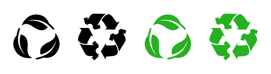Recycling arrows triangle vector icon collection