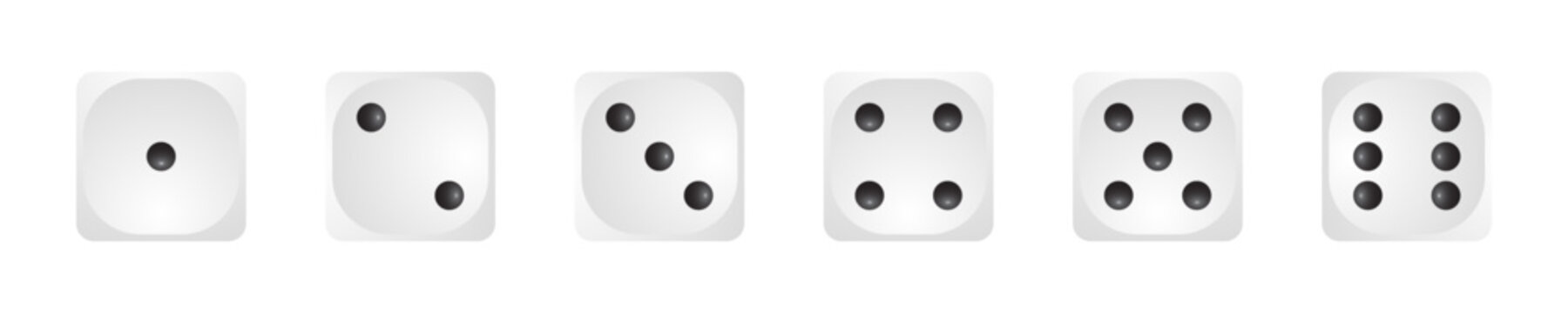 Gaming dice vector white vector collection. Multiple views of white dice