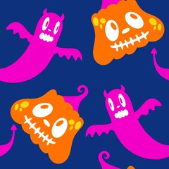 Halloween ghost seamless cute cartoon pattern for wrapping paper and fabrics