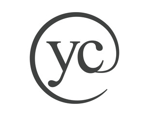 YC logo from two letter with circle shape email sign style. Y and C round logotype of business company