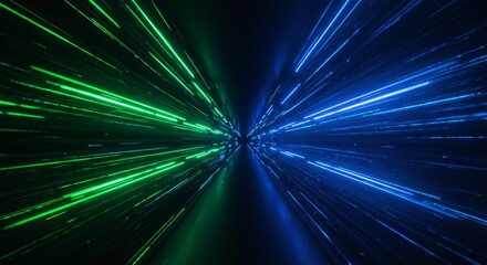 Abstract Light Streaks Background in Blue and Green Light Wallpaper