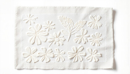 Cotton bath mat with floral pattern isolated on white background  