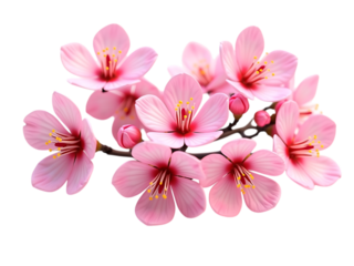 A bunch of pink cherry blossoms, arranged randomly, white background,isolated,beauty,spring