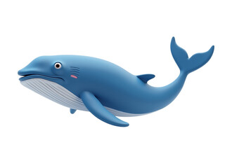 Big blue whale, side perspective view, white background,cute,vector,animal