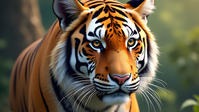Majestic Tiger Portrait for Wildlife Conservation and Nature Education
