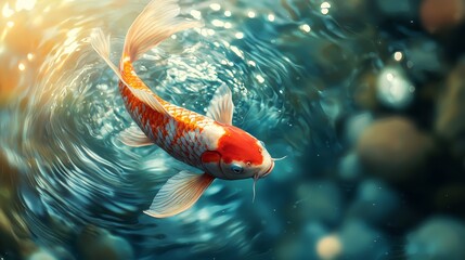 Koi Fish Leaping Through Water Beneath Dragon Gate Sculpture