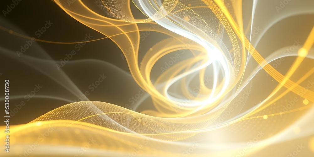 Poster abstract background featuring flowing golden and white lines creating a dynamic swirl effect