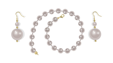 Fototapeta premium Elegant Pearl Necklace with Gold Clasps