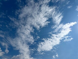 Fototapeta premium Heaven white fluffy clouds in blue sky.