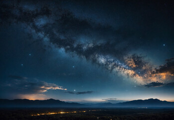 Starry Night Sky with Soft Clouds – Panoramic Celestial Background