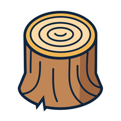 Tree Stump with Rings – Minimal Line Vector Illustration