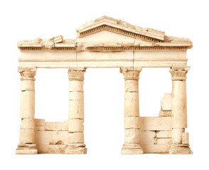Fototapeta premium Ancient architecture ruins archaeological site historical landmark desert landscape isolated on transparent background