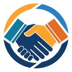 Stylised Handshake in Business Logo Format – Vector Illustration