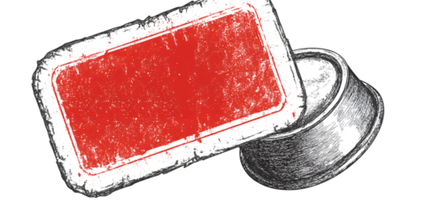 SOLD OUT red rubber stamp isolated on transparent background or white background with distressed texture effect