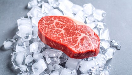 fresh cut of meat on ice cubes 2