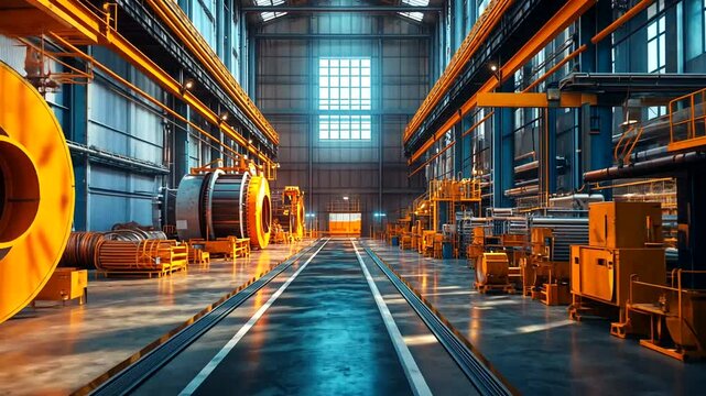 Industrial Warehouse Interior with Machinery