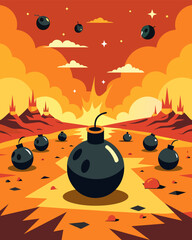 The battlefield is littered with emotional landmines ready to detonate at any moment and engulf the person in turmoil.. Vector illustration
