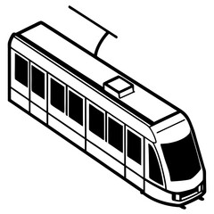 Minimal Light Rail Vector on White Background