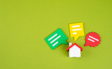 Home and conversation clouds. Home chat. Communication between neighbors. Reviews and comments on rental housing. Neighborhood chats, tenant reviews, rental feedback. Community interaction