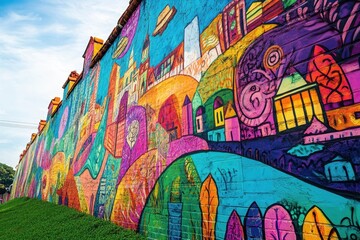 Graffiti Mural in Malaysia: Vibrant Art on City Wall near Malacca Jonker Walk Street