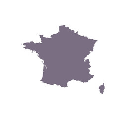 Map of France, sign silhouette. World Map Globe. Vector Illustration isolated on white background. Europe continent.